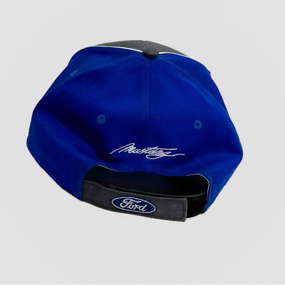 Vtg Ford Mustang Hat Embroidered Logo Red Blue Gray Official Licensed Casual Car